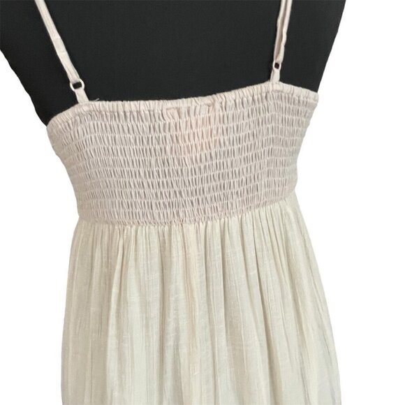 Flying Tomato Boho Sleeveless Crinkle Dress Cream Grey Size Small - Picture 7 of 9